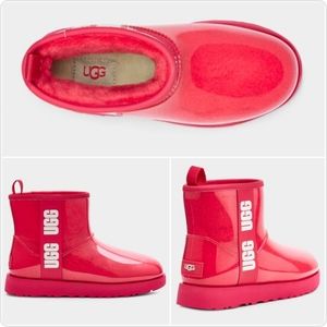 UGG CLASSIC CLEAR MINI HIBISCUS PINK BOOTS SIZE 10